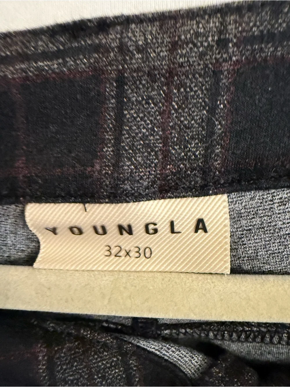 Young LA Pants 32 x 28 Mens Plaid Stretch Tapered Leg Trouser